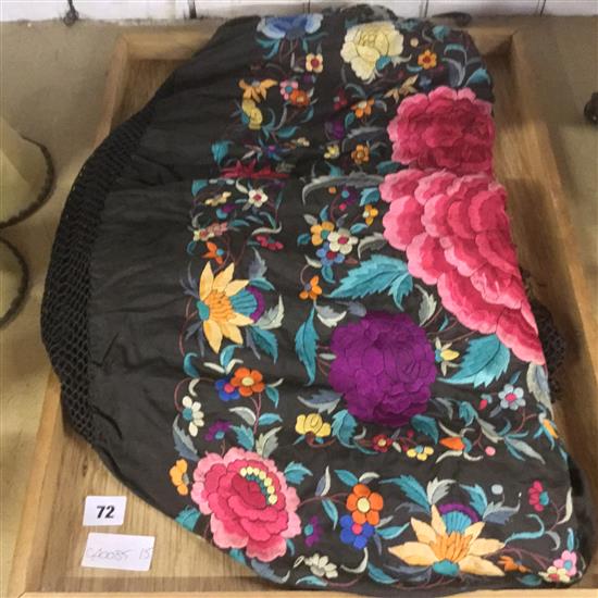 Chinese embroidered silk black ground cloth